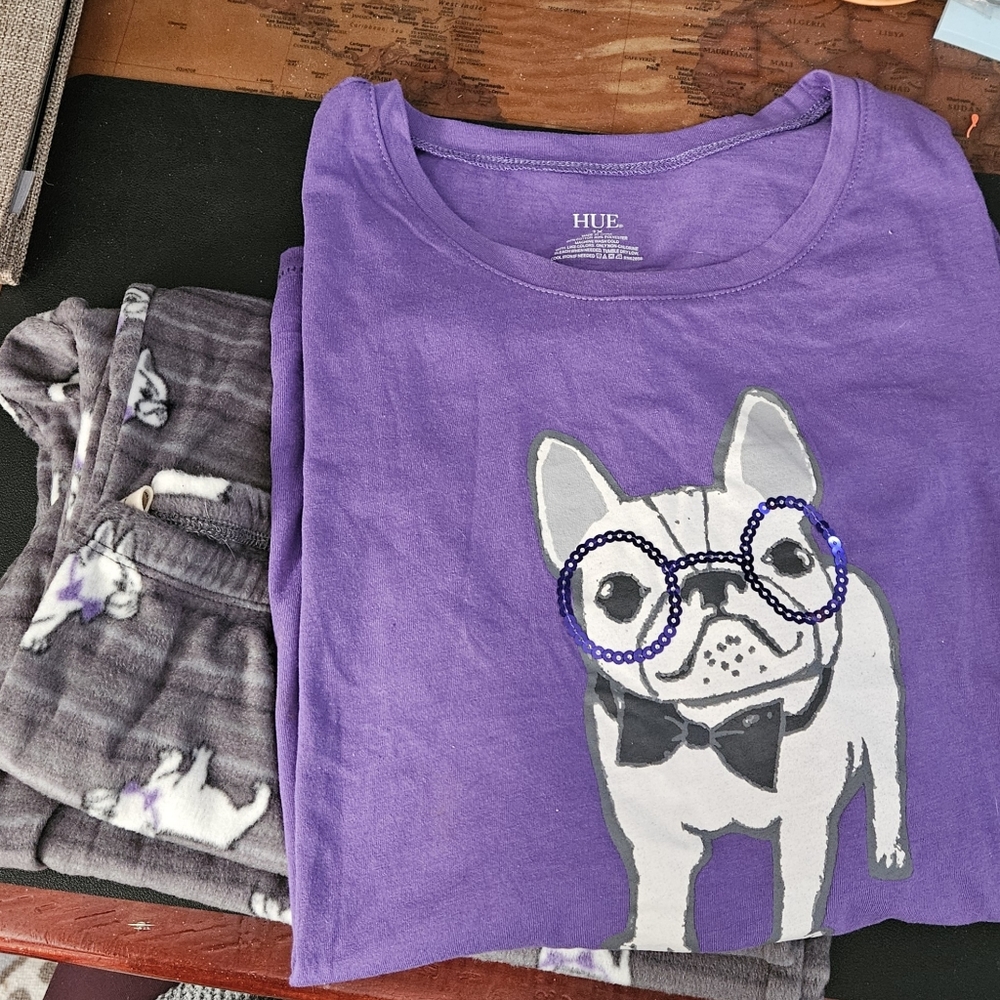 Hue Women's 1x 2pc pajamas with frenchie!